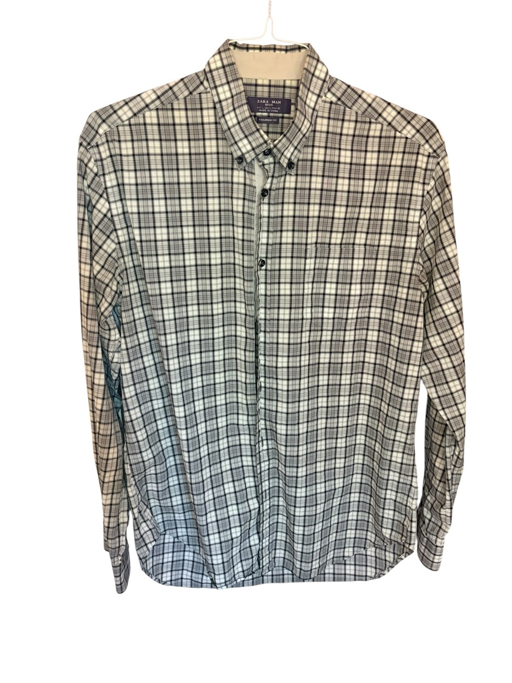 Zara Black & White Plaid Button-Down Shirt